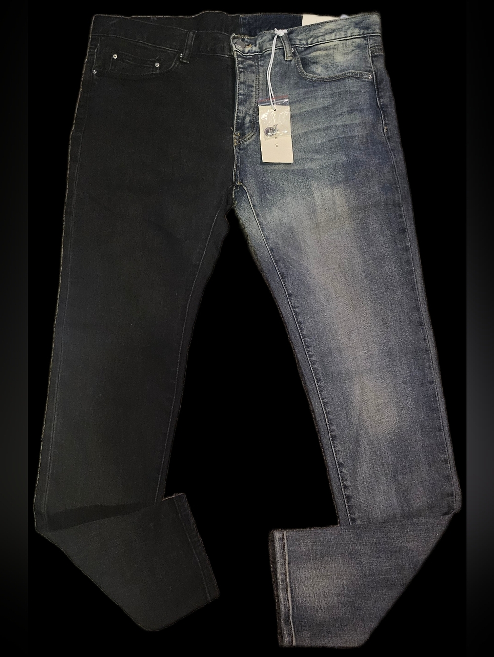 Men's Two-Tone MNML  Black and Blue Jeans